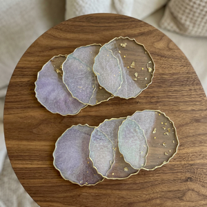 Elegant <b>Resin</b> Wood Square Coaster Set Handmade Decorative <b>Epoxy</b> Modern <b>Table</b> Mats Heat Resistant Waterproof Coffee Tea Mug 350mm - Product Image 1