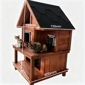 וילה חיצונית לחיות מחמד, עמידה למים, מבודדת, עשויה רעפי עץ, לכלבים וחתולים קטנים, לשימוש בכל עונות השנה, במגוון גדלים - Product Image 5