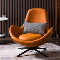 Fauteuil de loisirs moderne en tissu et similicuir PU à dossier haut, pivotant, avec base métallique, idéal pour appartement, salon, hôtel, bureau, hall d'attente
