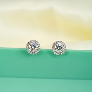 Superbes boucles d'oreilles en diamant rond avec un savoir-faire exquis et un style intemporel élégant d'Inde - Product Image 5