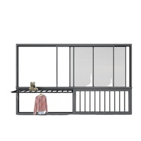 Fenêtre de balcon coulissante à double vitrage moderne Eloyd US, grandes fenêtres en aluminium de style français pour application extérieure