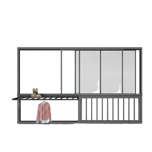 Fenêtre de balcon <span class=keywords><strong>coulissante</strong></span> à double vitrage moderne Eloyd US, grandes fenêtres en aluminium de style français pour application extérieure - Product Image 1