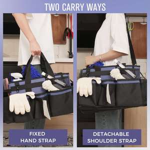 CeruleanBlue Wearable <b>Cleaning</b> <b>Caddy</b> Bag <b>with</b> 4 Foldable Dividers <b>Cleaning</b> Organizer <b>with</b> Shoulder Strap and Side <b>Handles</b> - Product Image 6