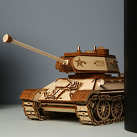 Puzzle 3D en bois DIY en gros, Char moyen de la Seconde Guerre mondiale, Puzzles 3D en bois pour adultes, Modèle artisanal de véhicule militaire blindé