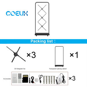 Ventilateur d'hologramme <span class=keywords><strong>3D</strong></span> de 65cm Kit de mur vidéo 1x3 Installation facile pour un grand affichage publicitaire holographique Halloween/Noël/Nouvel An - Product Image 5