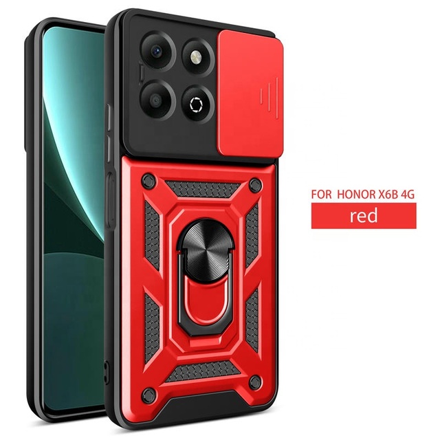 Sliding Window Mobile Phone Cases for Honor X6b X7b X8b X9b 4G 5G Camera Protection Ring Holder Kickstand Shockproof Back Cover
