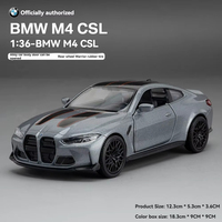 Modèle réduit de voiture en métal moulé sous pression à l'échelle 1:36 pour BWM M4 CSL, avec portes ouvrables et roues mobiles, ornement décoratif