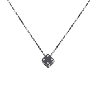 Collar con Colgante de Dados Unisex, Acero Inoxidable, Negro y Blanco, Cadena Cuadrada Geométrica, Joyería de Moda - Product Image 5