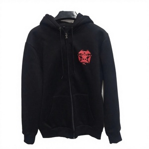 Sudadera con Capucha Negra para Hombre con Logotipo de Mono Rojo, Sudadera Informal de Forro Polar, Corte Regular, para Otoño - Product Image 3