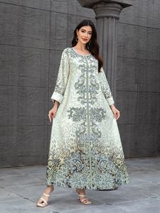 SW1112 elegante abito da donna con gonna lunga con stampa leopardata abito musulmano con perline di diamante caldo transfrontaliero dal Medio Oriente - Product Image 5