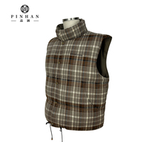 Gilet matelassé à carreaux pour homme, ultra chaud, isolé, col montant, vêtement d'extérieur d'hiver, rembourré de duvet de canard, veste matelassée pour homme