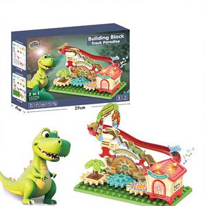 Juguete Educativo de Construcción de Doble Modo Eléctrico y Manual, Bloques de Engranajes con Luz y Música, Tobogán <span class=keywords><strong>Arco</strong></span>íris de Dinosaurios, ABS, 20 Piezas - Product Image 1