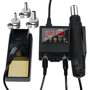 Layar Digital LED 60W, Solder besi pistol udara panas 2 dalam 1 SMD stasiun Solder pengerjaan ulang