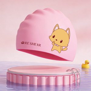Gorro <span class=keywords><strong>de</strong></span> Natación <span class=keywords><strong>de</strong></span> Silicona para Niños, Diseño <span class=keywords><strong>de</strong></span> Dibujos Animados, Unisex, Impermeable, Cómodo, No Aprieta, Bonito, <span class=keywords><strong>de</strong></span> Alta Elasticidad, para Estudiantes - Product Image 2