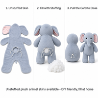 Peluche éléphant debout de 40 cm avec tenue et chaussures personnalisables, jouet en peluche sur mesure OEM ODM pour la vente en gros