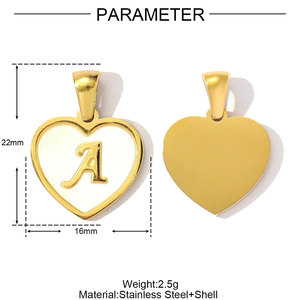 Français Coeur Shell Capital Lettre Initiale En Acier Inoxydable DIY Collier Pendentif pour Femmes A-Z Alphabet Anglais Symbole Chrétien - Product Image 5