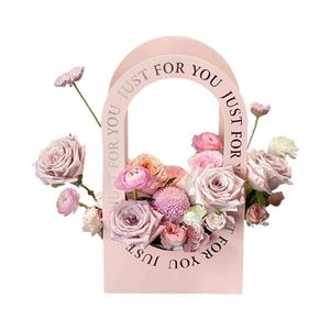 Panier à fleurs creux simple en papier, bouquet de fleurs artificielles, boîte d'emballage en papier pour arrangement floral - Product Image 5