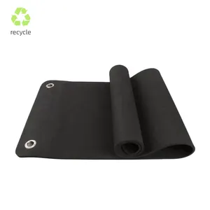 Tpe Mat Workout Gym Studio Wall Hanging Custom Printed Eco-friendly Durable Non Slip Exercise Thick Black TPE Yoga Mat With Eyelet Hole