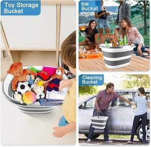 Cubo de fregado plegable con mango para limpieza, cubo de silicona cuadrado de 16L para limpieza de ventanas o lavado de coches - Product Image 6