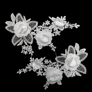 Multiple Color Flower Applique Patch Lace Polyester Custom Embroidery Patches For Dress Decoration
