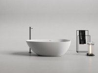 Baignoire en pierre artificielle à finition mate, asymétrique, en forme de larme, baignoire de luxe pour la maison, l'hôtel, la villa, la salle de bain