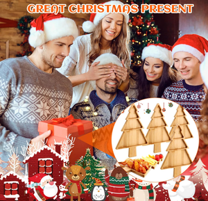Offre Spéciale 4 pièces plateau de service en bambou de noël assiettes en bambou plateau de charcuterie en bois arbre de noël plat de service pour les cadeaux de noël - Product Image 4