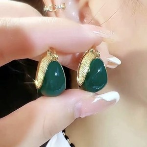 <b>Red</b> and Green Dripping Oil Colorful <b>Earrings</b> Thick Gold Hoop <b>Earrings</b> Fashion Jewelry <b>Earrings</b> for Women - Product Image 2