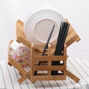 Égouttoir à vaisselle double couche en bois pour cuisine, égouttoir à vaisselle en bambou, support de rangement pour égoutter la vaisselle. - Product Image 2