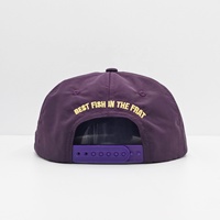Topi Nylon Anti Air Grosir Pabrik, Pinggiran 9cm, Ungu, 5 Panel, Tanpa Struktur, dengan Logo Bordir, Snapback Cap Custom