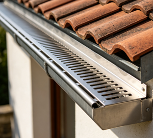 <span class=keywords><strong>Bande</strong></span> de protection de gouttière en acier inoxydable sur mesure pour le nettoyage des toitures, drainages, matériaux de construction métalliques modernes, appartement, villa, extérieur - Product Image 1