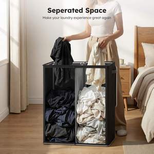 Cesto de Ropa Sucia Doble de 145L con Tapa y Bolsas Extraíbles, Cesto Grande para Ropa Sucia, Cesto de Ropa Plegable de 2 Secciones - Product Image 5