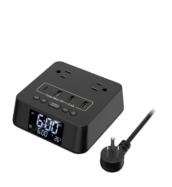 Smart Rechargeable Multi-function LED Alarm Clock Radio American Geometric Electronic Clock, ABS Material