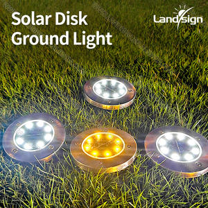 Luz de Tierra solar RGB para exteriores con 8 discos LED, iluminación impermeable para paisaje de jardín para camino de césped, patio, cubierta de entrada - Product Image 2