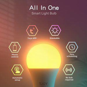 A19 E26 4 Set Pack RGB Tuya Wifi Blue Tooth Alexa Google Voice Group Control Housing Decoration Smart <strong>Light</strong> Dimmable LED Bulbs