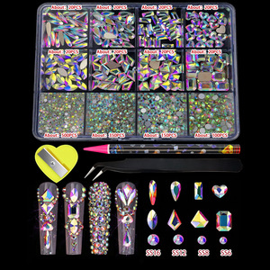 Set di 12 Griglie di Strass <span class=keywords><strong>per</strong></span> <span class=keywords><strong>Unghie</strong></span> a Fondo Piatto, Forme Speciali, Gemelli di Vetro Misti Rotondi, Accessori <span class=keywords><strong>per</strong></span> <span class=keywords><strong>Unghie</strong></span> - Product Image 4