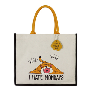Sac fourre-tout en toile minimaliste, imprimé motif tigre, design simple et décontracté, logo personnalisé disponible pour la vente en gros - Product Image 1