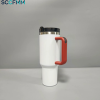 SCCFMM Gobelet isotherme mince 40oz vierge pour sublimation, en acier inoxydable, avec poignée colorée, bouteille d'eau pour voiture et de voyage, bouteille à bec