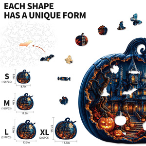 Puzzle d'horreur sur le thème de la chauve-souris, de la citrouille et de la maison hantée, motif personnalisé pour Halloween, pour la saison des carnavals, les boutiques de cadeaux et la décoration de vente au détail - Product Image 4