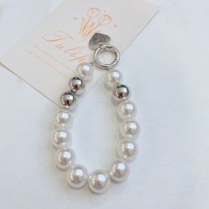 Porte-clés en plastique acrylique Y2K avec perles, bracelet anti-perte, breloque cœur mignon, cordon de téléphone en perles chromées argentées - Product Image 6