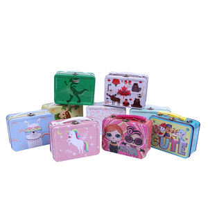 Scatola di Latta Vintage per Pranzo in Metallo, Contenitore Quadrato Grande per <span class=keywords><strong>Biscotti</strong></span> in Metallo Dorato - Product Image 1