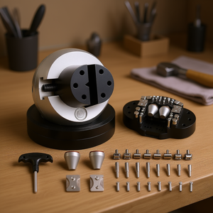 D0100HACQCG Tornillo de banco esférico de 3 pulgadas, herramienta de grabado de acero con rotación de 360 grados, equipo para engastar joyas con 34 accesorios para bricolaje - Product Image 2