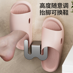 <b>Wall</b> Mounted Bathroom Slipper <b>Rack</b> No Drilling Required Drain Hooks For <b>Shoe</b> Storage Behind Door - Product Image 3