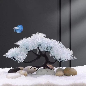 <span class=keywords><strong>Aquarium</strong></span> Visbak Landschapsdecoratie Plastic Ornament Simulatie Sneeuwvlok Roze Welkomende Pine Bonsai Aquariumplanten - Product Image 5