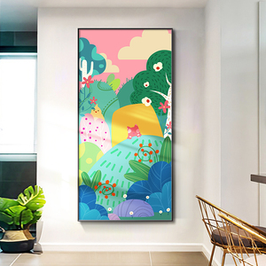Porche decoración pintura dibujos animados bosque ilustración animal moderno simple pasillo final mural pasillo pintura colgante - Product Image 4