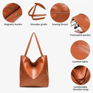 <span class=keywords><strong>Sac</strong></span> fourre-tout vintage en PU ciré, grand, simple et polyvalent, pour femme, best-seller transfrontalier pour sites indépendants - Product Image 4