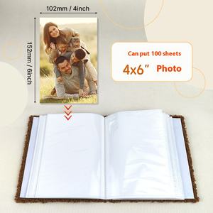 Album photo relié en cuir <span class=keywords><strong>A3</strong></span>, album de scrapbooking, 100 <span class=keywords><strong>feuilles</strong></span>, reliure cousue avec couverture en tissu et poche, fonction de carnet d'adresses, <span class=keywords><strong>rangement</strong></span> - Product Image 4