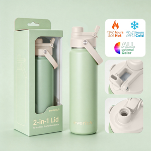 Échantillon Gratuit en Stock – Bouteille <span class=keywords><strong>d</strong></span>'Eau Isotherme en <span class=keywords><strong>Acier</strong></span> Inoxydable Sans BPA à Double Paroi avec Logo Personnalisé, Couvercle à Poignée et <span class=keywords><strong>Paille</strong></span> - Product Image 2
