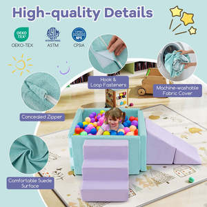 Set da Gioco per Bambini 3-in-1 Ultra Confortevole e Lussuoso con Blocchi in Schiuma per Scivolare e Arrampicarsi, Mobili in Tessuto Scamosciato - Product Image 6