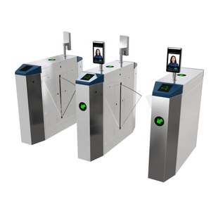 Barrière à ailettes de contrôle d'accès en acier inoxydable 304, tourniquet à ailettes avec code QR et carte RFID pour station de métro - Product Image 1