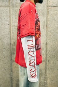 T-shirt à manches longues Yingling <span class=keywords><strong>Waffle</strong></span> Panel avec logo en strass pour homme, coupe ample, impression DTG, vente en gros - Product Image 5